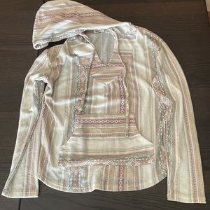Cream stripped hoodie